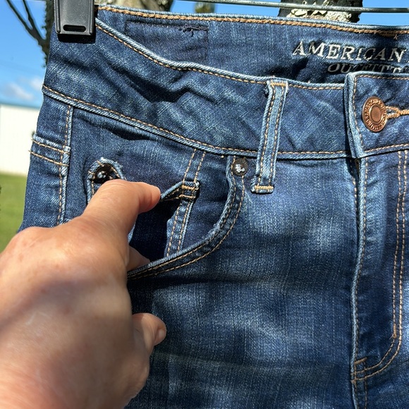 American Eagle Outfitters Super Stretch Hi-Rise Shortie AEO Denim Jean Shorts 2 - Picture 6 of 16